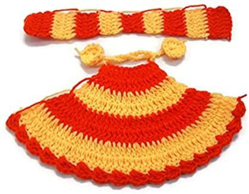 Handmade Woolen Dress for Mata Rani, Green Yellow Lehenga Chunari for Mata  Rani | eBay