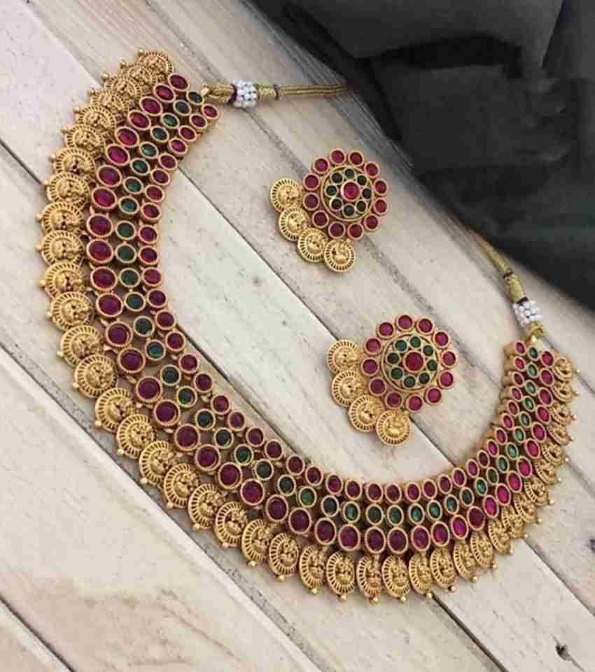 SJ FASHION Alloy Gold plated Gold Jewellery Set Price in India
