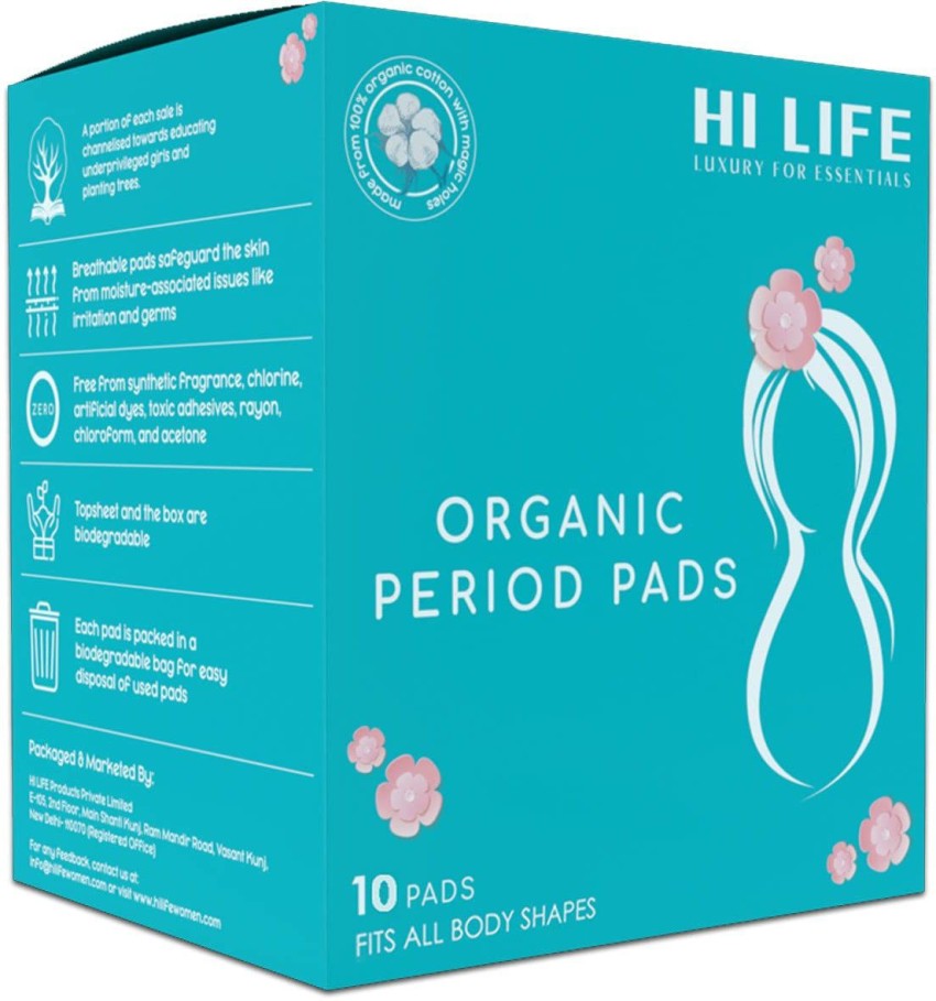 Hi Life Organic Cotton Sanitary Napkin with Disposable Bag Pad Sanitary Pad, Buy Women Hygiene products online in India