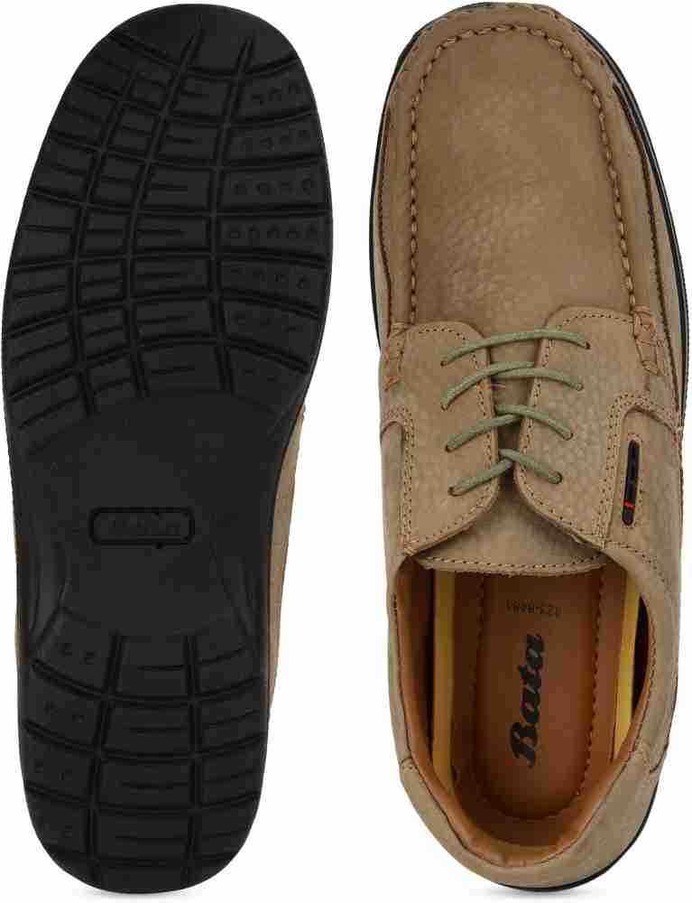 Bata khaki leather sales casual shoes