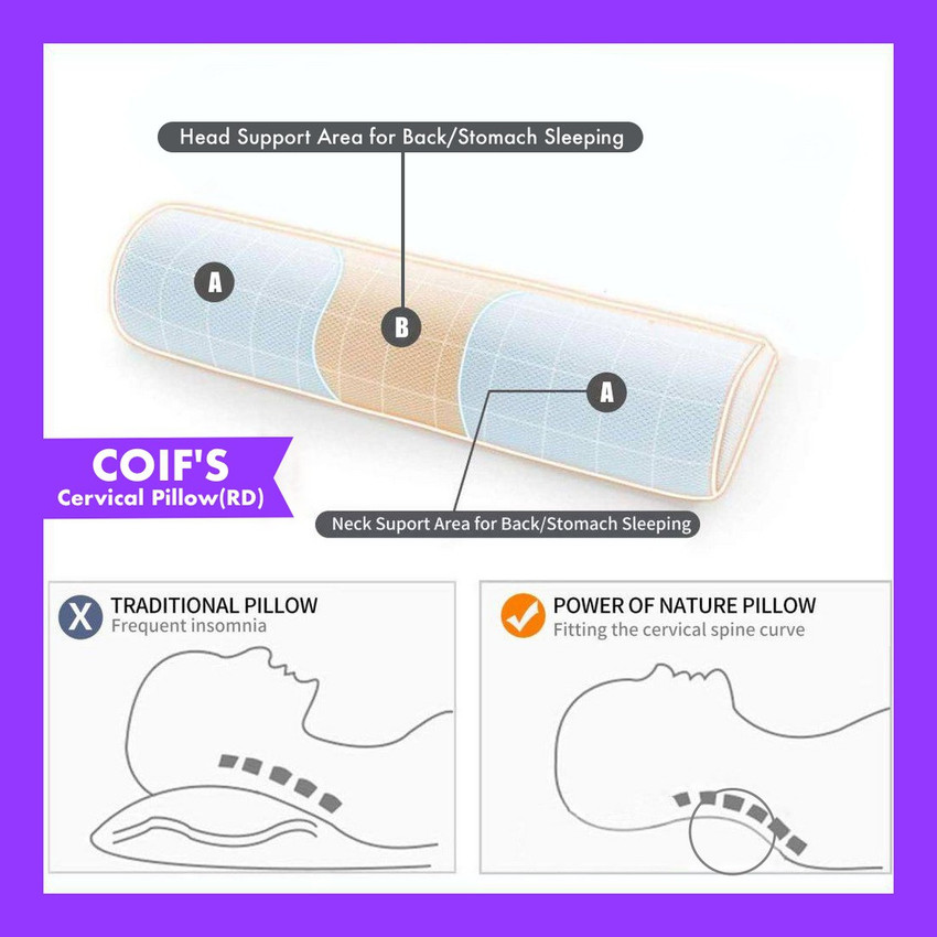 Hoopoes Cervical Neck Roll Memory Foam Pillow Bolster Pillow for