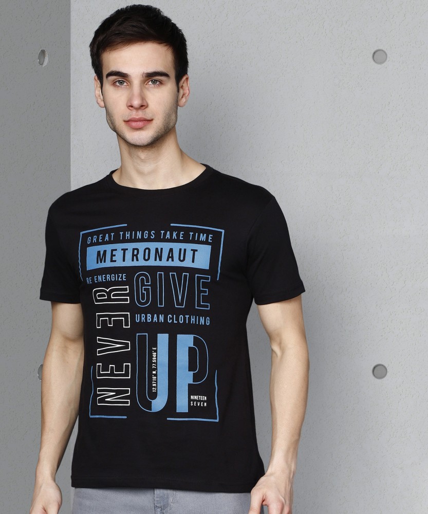 METRONAUT Graphic Print Men Round Neck Black T-Shirt - Buy