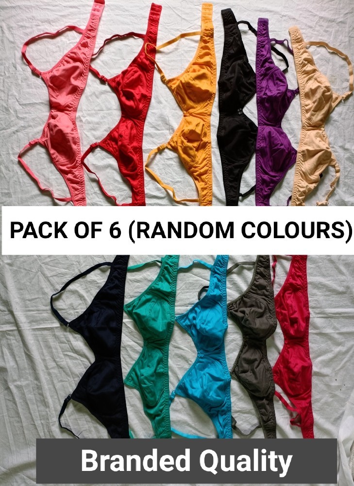 Women Non Paded Bra Pack Of 6 (Random Colour)