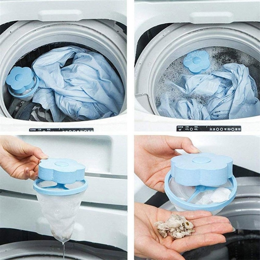 Reusable Washing Machine Lint Catcher Household Washing Machine Lint Mesh Bag Hair Filter Net Pouch Washer Hair Catcher, Size: Small, Blue