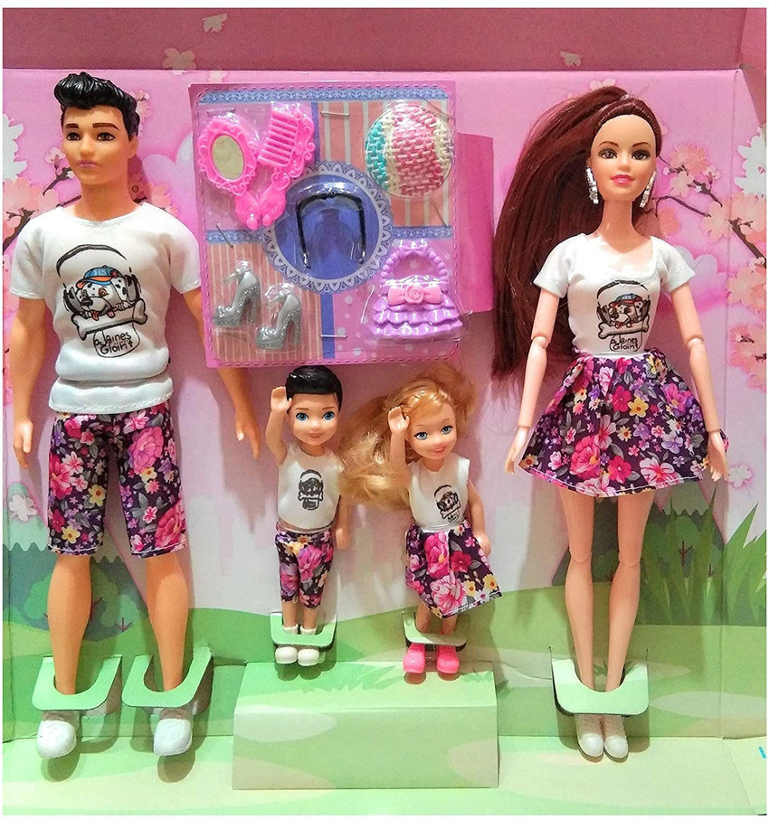 fashioneo family doll set with mom dad daughter and son with