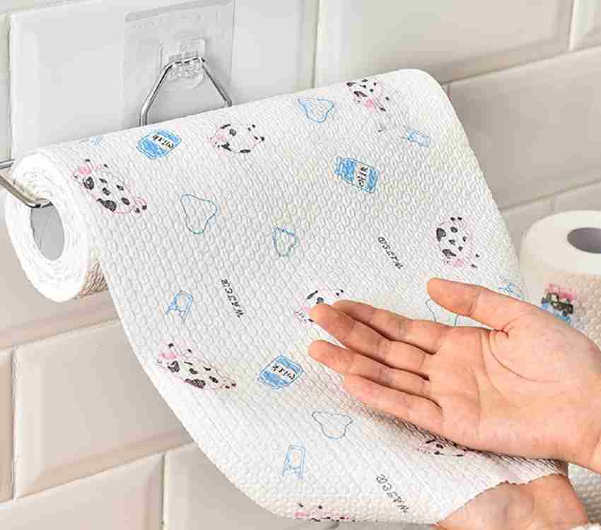 Buy Non-woven Reusable and Washable Kitchen Printed Tissue Roll Non-stick  Oil Absorbing Paper Roll Kitchen Special Paper Towel Wipe Paper Dish Cloth  Cleaning Cloth (Pack Of 1) Online at Best Prices in