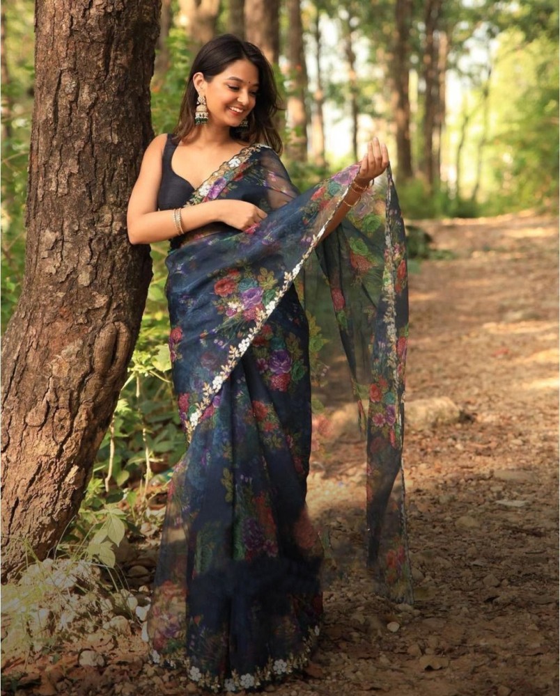 Hand Embroidery Organza Sarees Online In India