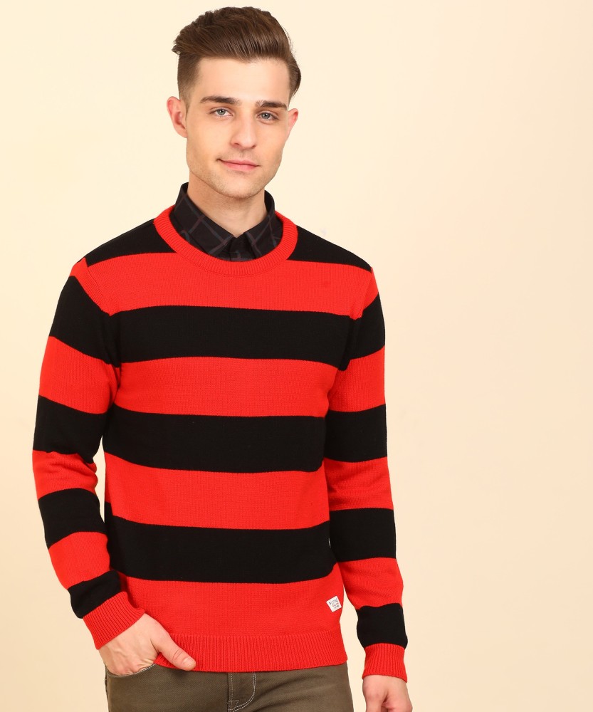 Black and red striped sweater clearance mens