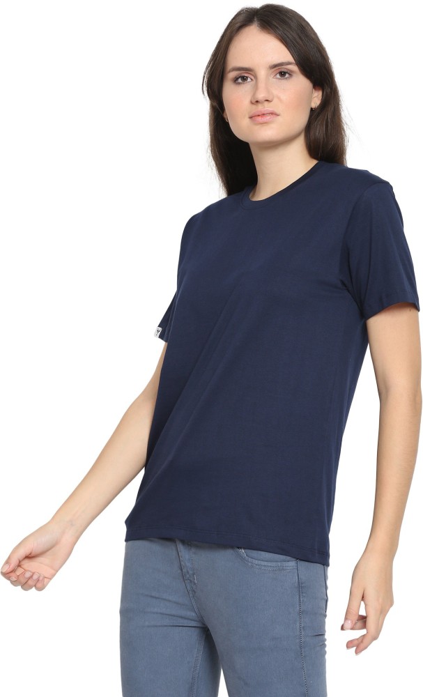 YouthPoi Solid Women Round Neck Navy Blue T-Shirt - Buy YouthPoi Solid  Women Round Neck Navy Blue T-Shirt Online at Best Prices in India