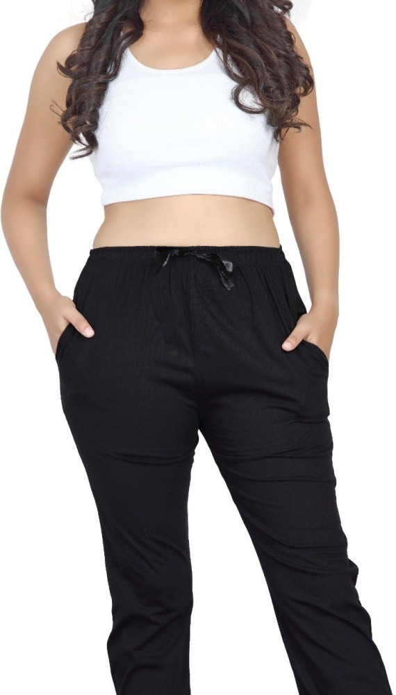 Black Mid Rise Relaxed Fit Joggers