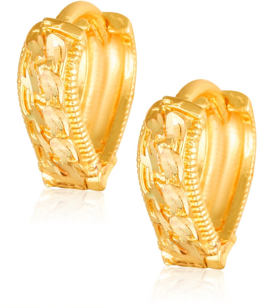 V Shape Gold Hoop Earrings  Waman Hari Pethe Jewellers