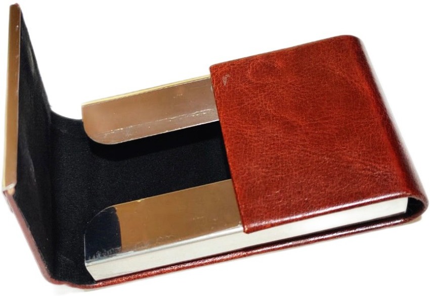 Brown Leather Pen And Card Holder Set, For Office