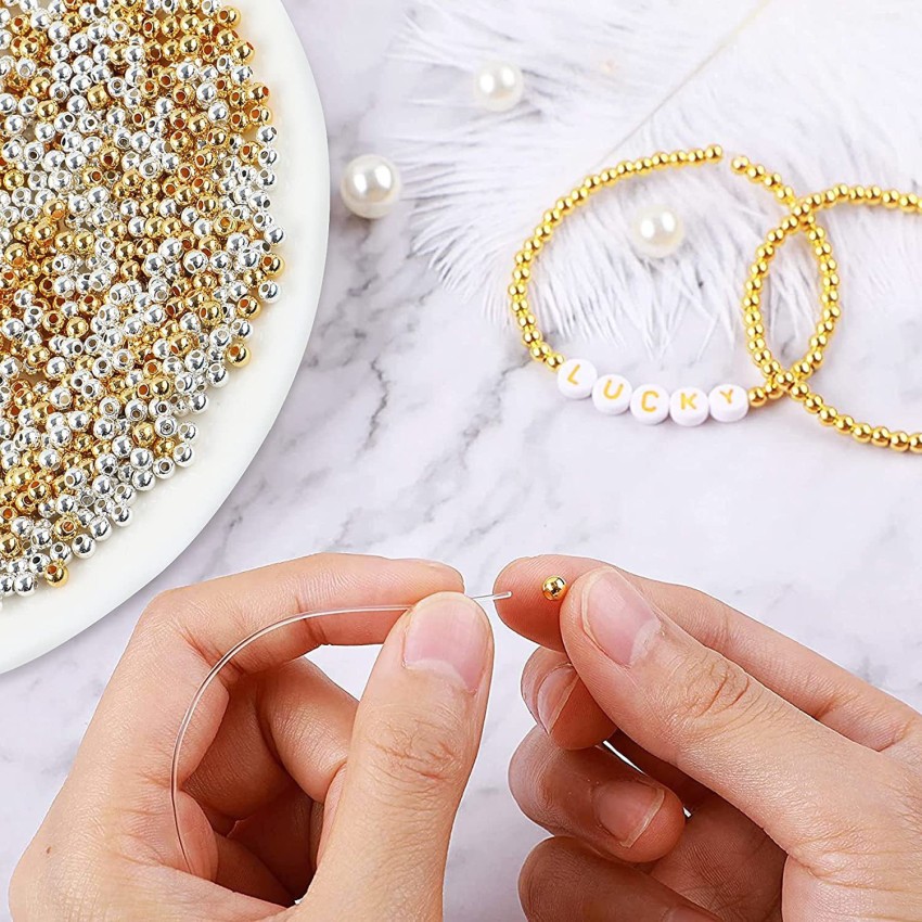 Round Golden Pearl Beads for Jewelry Making & Crafts Kit, Bracelet