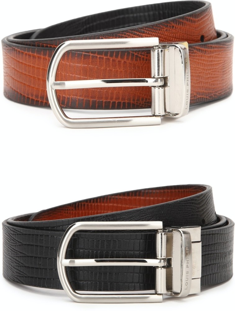Louis Philippe Men Brown Textured Genuine Leather Casual Belt: Buy