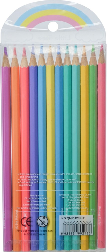 Ikshu Dreamy Rainbow Pastel Colored Pencils Set of 12-1  Packs Hexagonal Shaped Color Pencils 