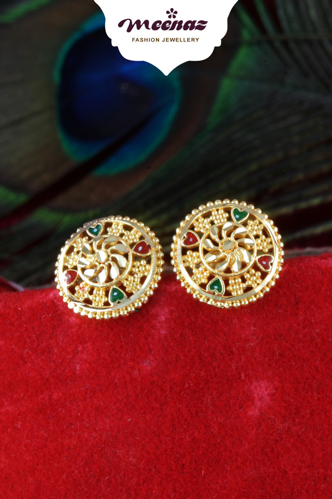 Flipkart Buy MEENAZ Valentine Gifts Temple Jewellery Traditional maharashtrian South Indian Screw Back 18k Brass Copper 22kt 1 one gram gold High Gold Pink wedding bridal Stylish fancy party wear ...