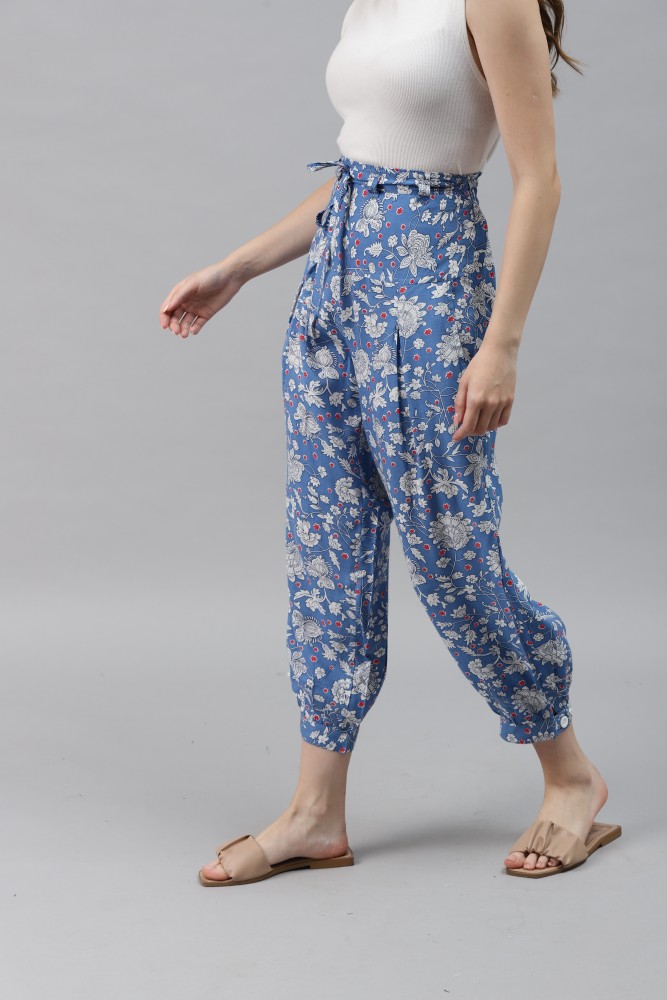 Floral Rayon Harem Pants for Casual Occasions  LowRise Slip On with No  Pockets  theshimmerhouse