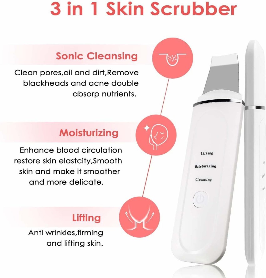TERUMO Premium Facial Electric Ultrasonic Micro Skin Scrubber BlackHead  Remover machine, machine,Dead Skin Face Cleaning Beauty Apparatus Massager  tool (White) Massager - TERUMO 