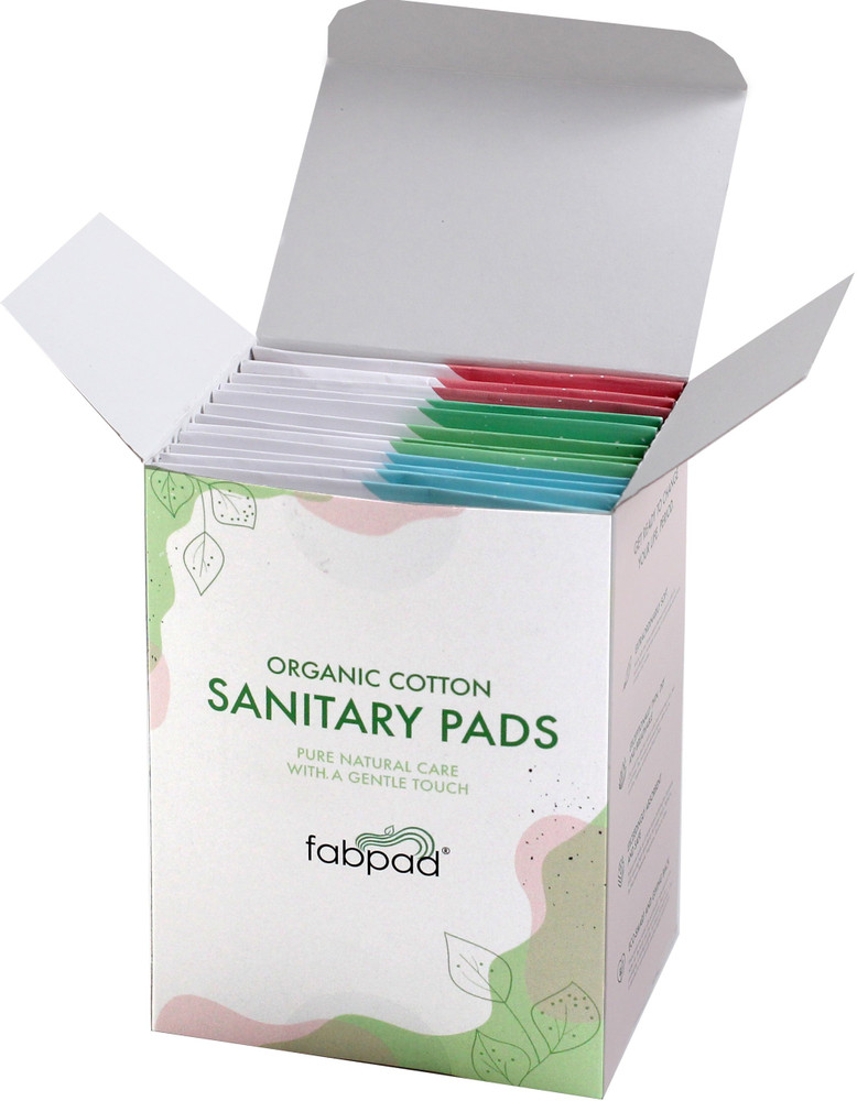 FabPad Organic Cotton Ultra Thin Rash Free Biodegradable Eco Friendly Sanitary Pads Period Napkins with Disposable Cover Pack of 12 Sanitary Pad Buy Women Hygiene products online in India Flipkart