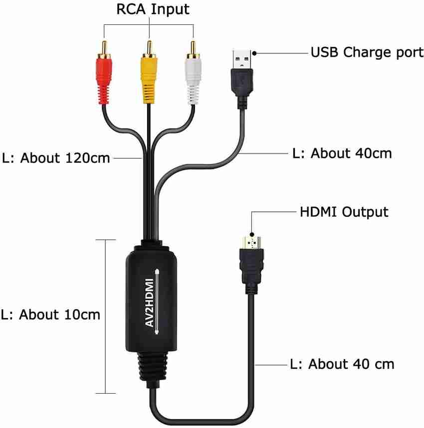 microware TV out Cable RCA to HDMI Converter AV to HDMI Adapter