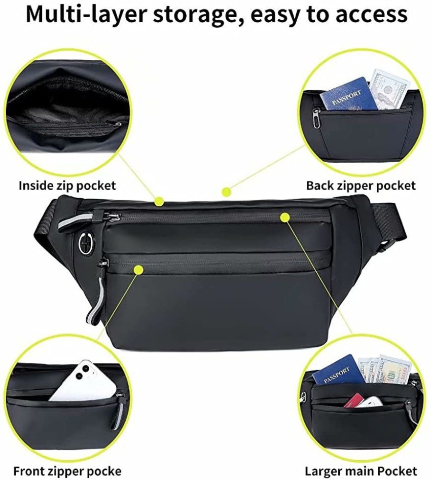 Trendy Fanny Pack Multi-Layer Waist Bag With Earphone Port