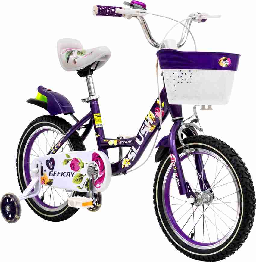 Geekay Kids cycle for girls age 2 to 7 years old. Slush wheel size