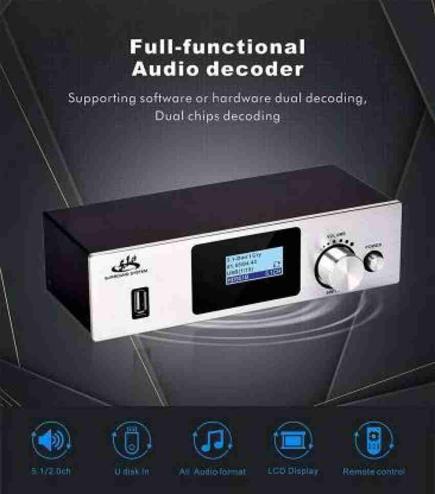 Dolby 5.1 Audio Decoder, Digital and Analog Audio with BT-5.0 HDMI 4K 3D,  Coaxial, Optical, AUX, U Disk, PC-USB Input, 192Khz / 24Bit, Suitable for