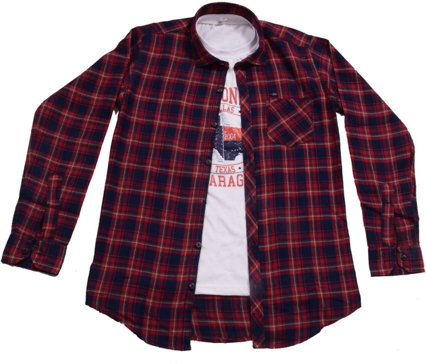 boys maroon plaid shirt