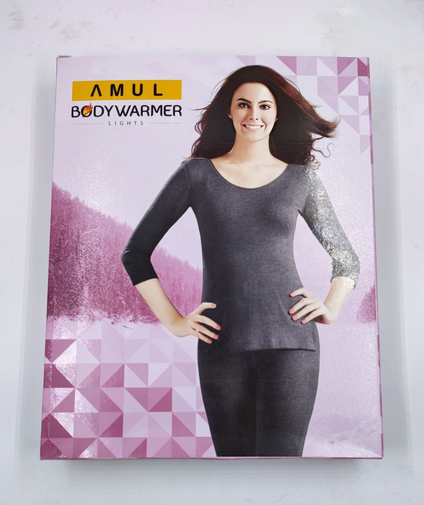Buy AMUL BODYWARMER Women's Round Neck Full Sleeves Charcoal Upper