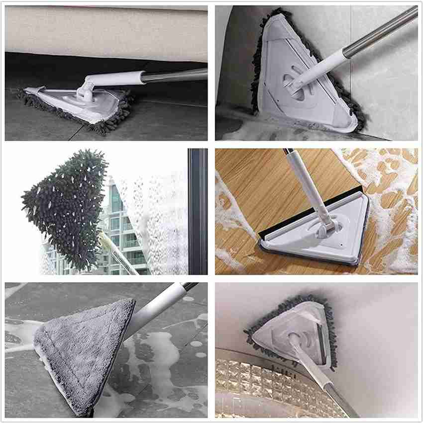 2 In 1 Triangle Mop With Long Handle Floor Brush Window Squeegee