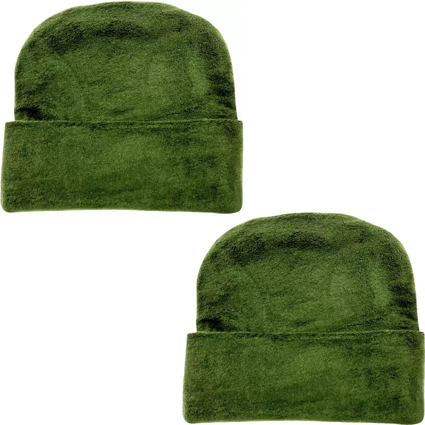 Mens green beanie hat top