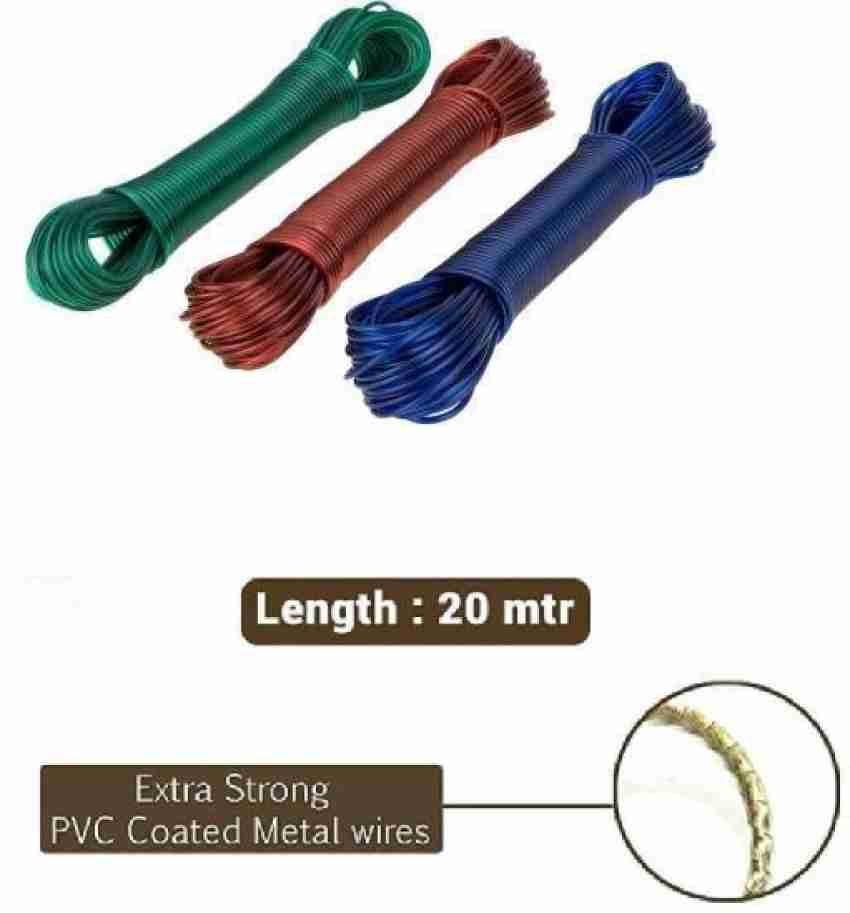 Washing Line Rope - Thick Strong - Plastic PVC Cover Garden Outdoor Clothes  Line 10m -30m HTUK® (20m Washing Line Rope)