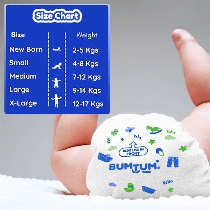 Bumtum Baby Pull-Up Diaper Pants Combo Pack - M(216 Pieces) Rs.1348 @  Flipkart