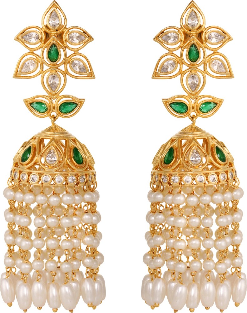 Flipkart.com - Buy ASMITTA Jewellery Gleaming Badam Shape American Diamond  Gold Plated Dangle Earring For Women Brass Drops & Danglers Online at Best  Prices in India