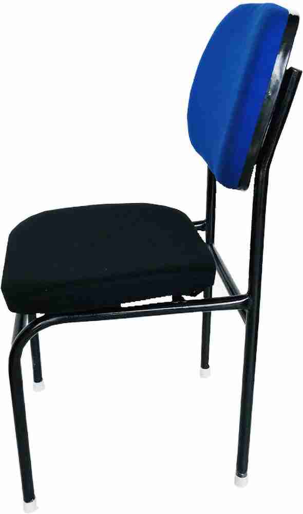 RATISON Office Visitor Study Chair Without arm Rest with Iron Frame H Type and Fabric Cushioned seat Back Chair Without Wheels Holds up to 120 kg Blue Black Fabric Living Room Chair