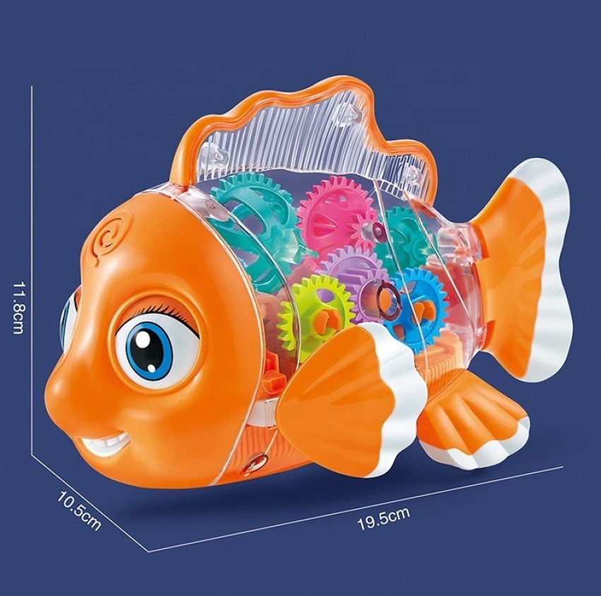 INDIAN LIFESTYLE Lighting Fish Toy Plastic Musical Electric Universal  Transparant Gear Fish Swing Fish Toy for Kids (Gear Fish) - Lighting Fish  Toy Plastic Musical Electric Universal Transparant Gear Fish Swing Fish