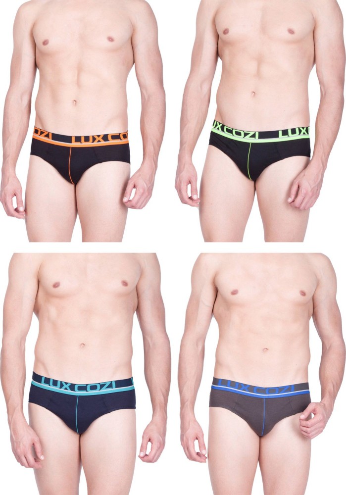 Lux Cozi GLO Men's Multicolored Cotton Briefs (Pack of 3) super