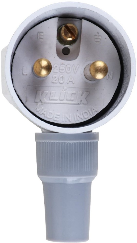 KLICK AC Plug, Metal Clad Protected Plug for AC Boxes and Power Boards, 2  Pole Plug, Electric Accessories (20A, 250/415V, Pack Of 1) AC-001-1 Two Pin  Plug Price in India - Buy