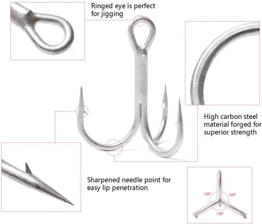 High Carbon Steel Fishing Three-Jaw Treble Hooks at Rs 398/box, Fishing  Hooks in Coimbatore