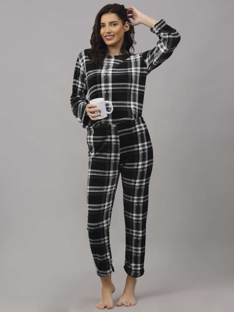 Womens fleece pyjama discount top