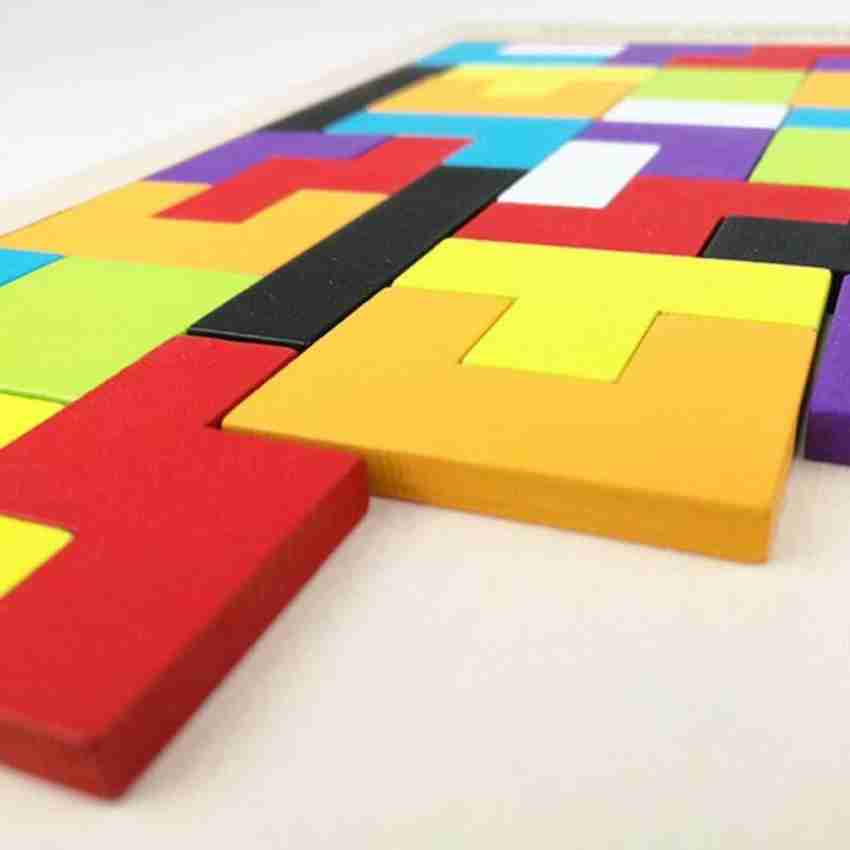 Wooden Blocks Puzzle Brain Teasers Toy Tangram Jigsaw Intelligence Colorful  3D Tetris Blocks Game STEM Montessori Educational Gift for Kids