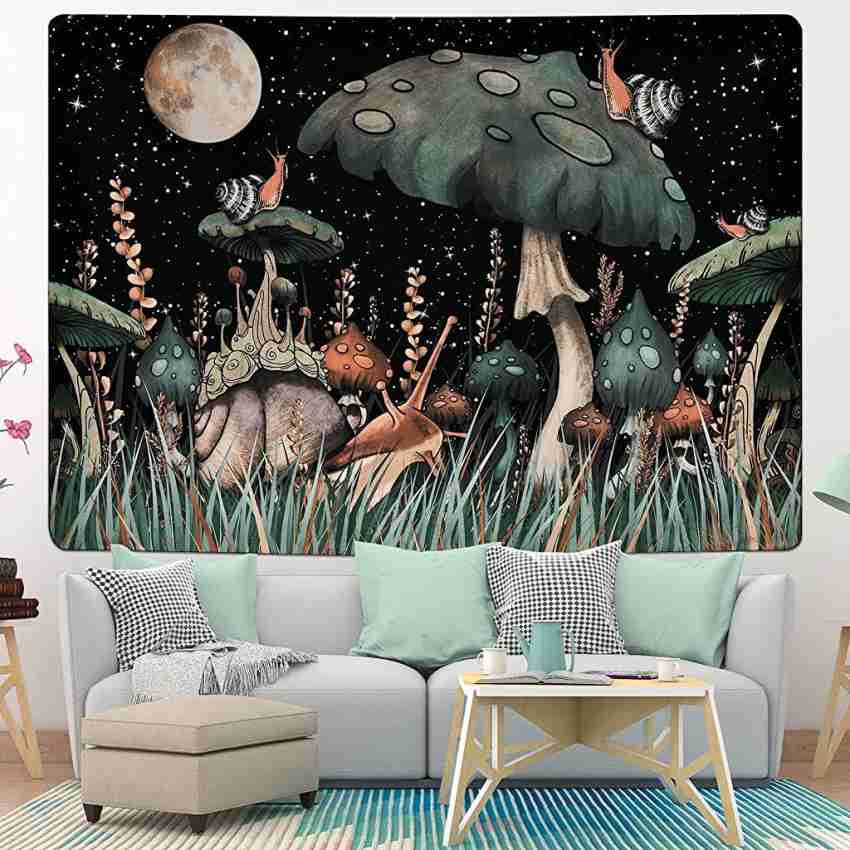 HASTHIP Trippy Mushroom Tapestry Moon and Stars Tapestry Snail