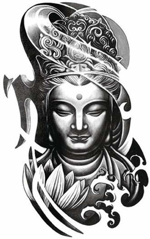 SAVI 3D Temporary Tattoo Buddha Face Design Size 105x6cm  1pc Black  4 g  Amazonin Beauty
