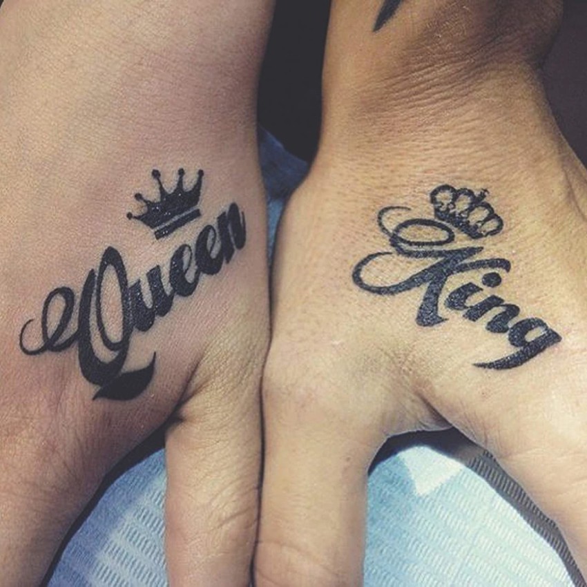 Queen King Crown Tattoo Stickers Temporary Tattoos Couple