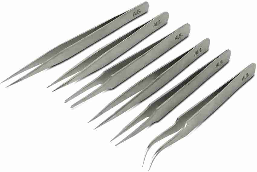 Stainless Steel Tweezers Precision Tool Set Electronics Repair Crafting (5  Pcs)