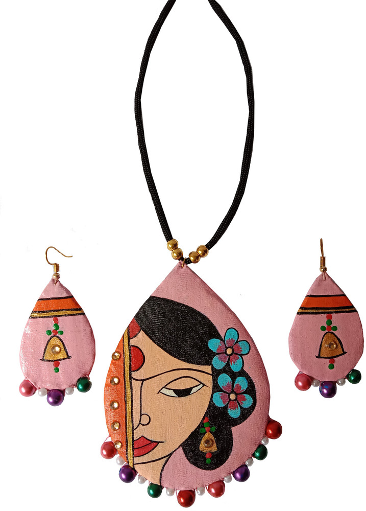 MOON Handmade Jewellery Fabric Pink Gold Orange Red Blue Black Jewellery Set Price in India Buy MOON Handmade Jewellery Fabric Pink Gold Orange Red Blue Black Jewellery Set Online at Best