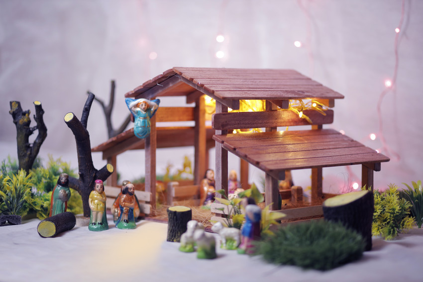 cribfactory SNOW CHRISTMAS CRIB FULL SET XMAS NATIVITY SET WITH