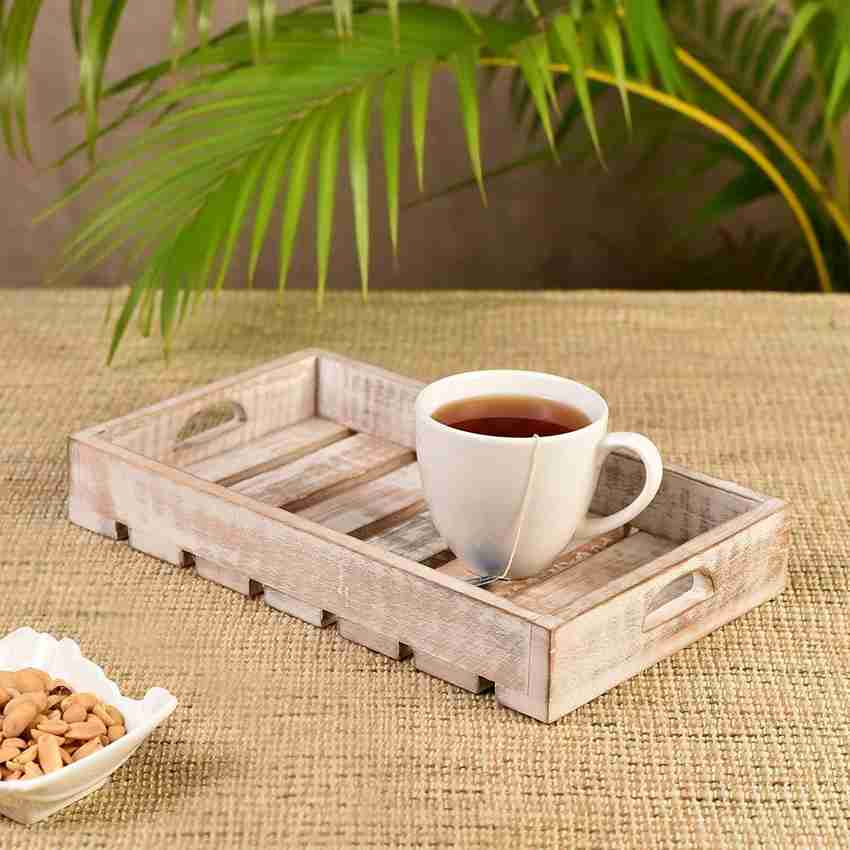 White wooden sales tea tray