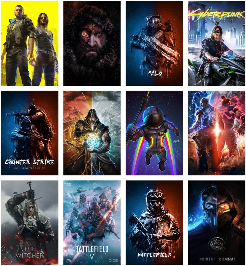 Pack of 12 gaming wall poster gamers room posters (Size_12x18 inch