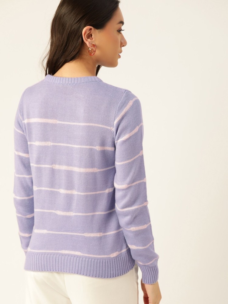 Purple and white striped on sale sweater